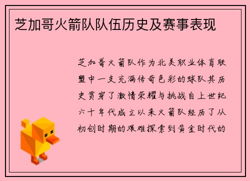 芝加哥火箭队队伍历史及赛事表现